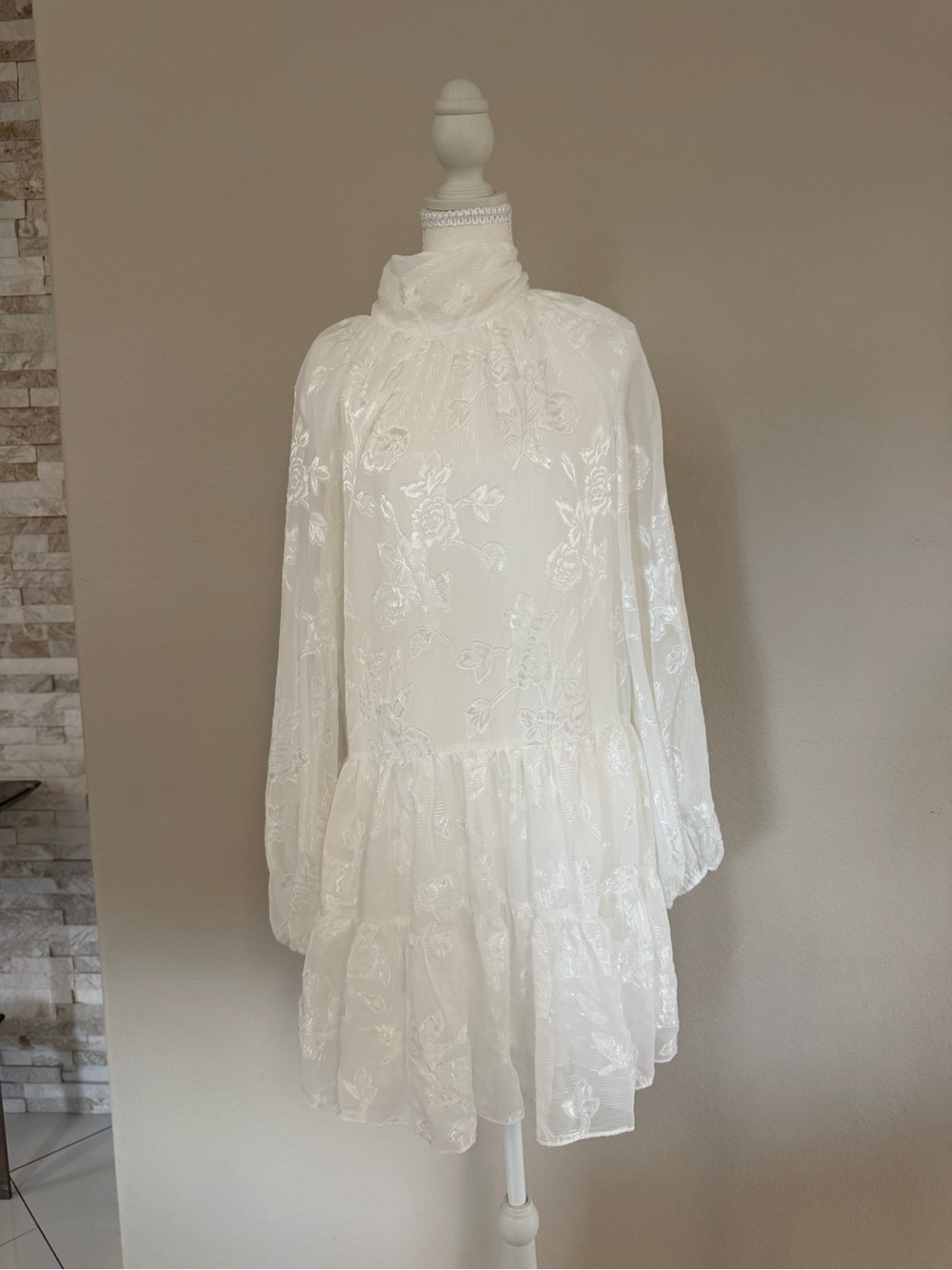Badgley Mischka Belle White Floral Dress